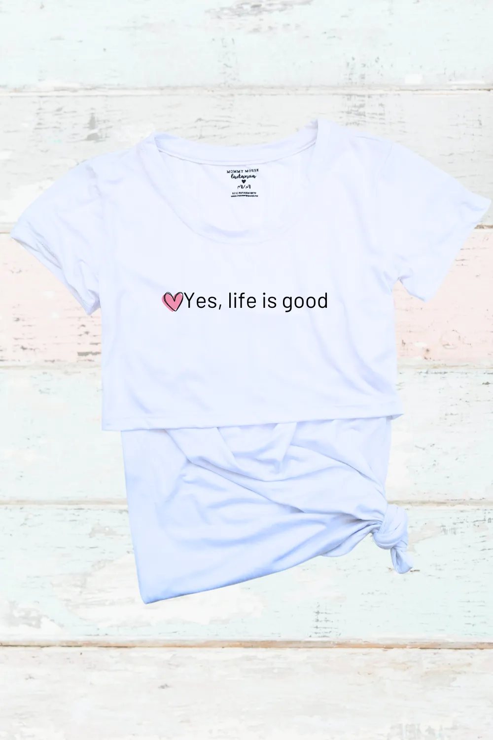 BLUSA MATERNIDADLACTANCIA MC ESTAMPADA. YES, LIFE IS GOOD