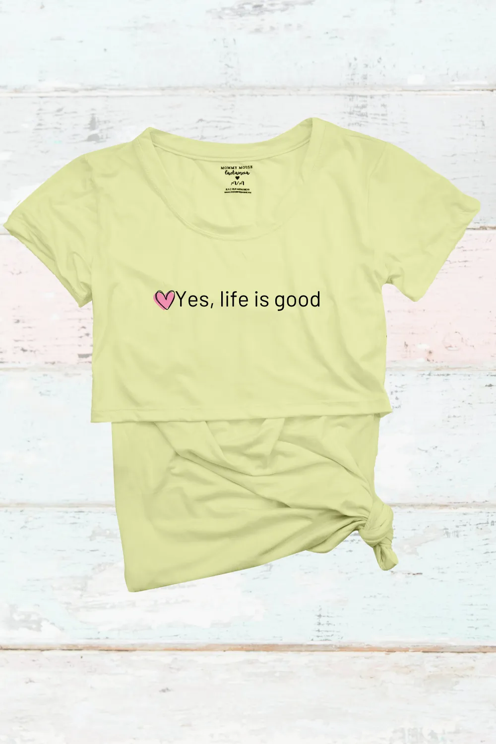 BLUSA MATERNIDADLACTANCIA MC ESTAMPADA. YES, LIFE IS GOOD