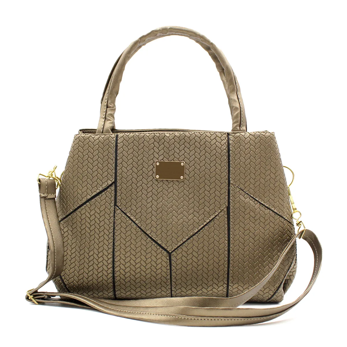 Bolsa Satchel Doble asa Color Plata Exterior Piel sintética de RBCOLLECTION