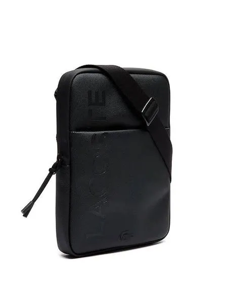 bolso lacoste plano negro hombre