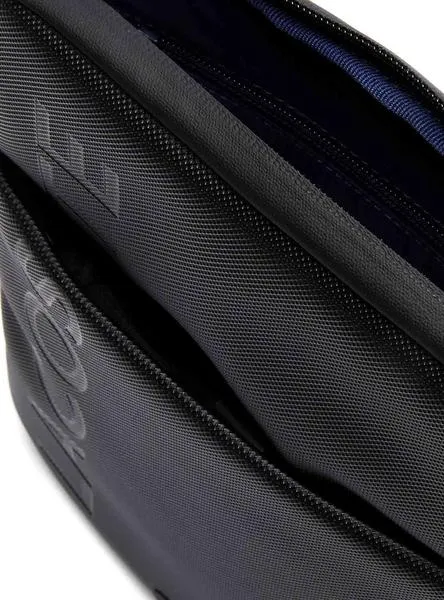 bolso lacoste plano negro hombre