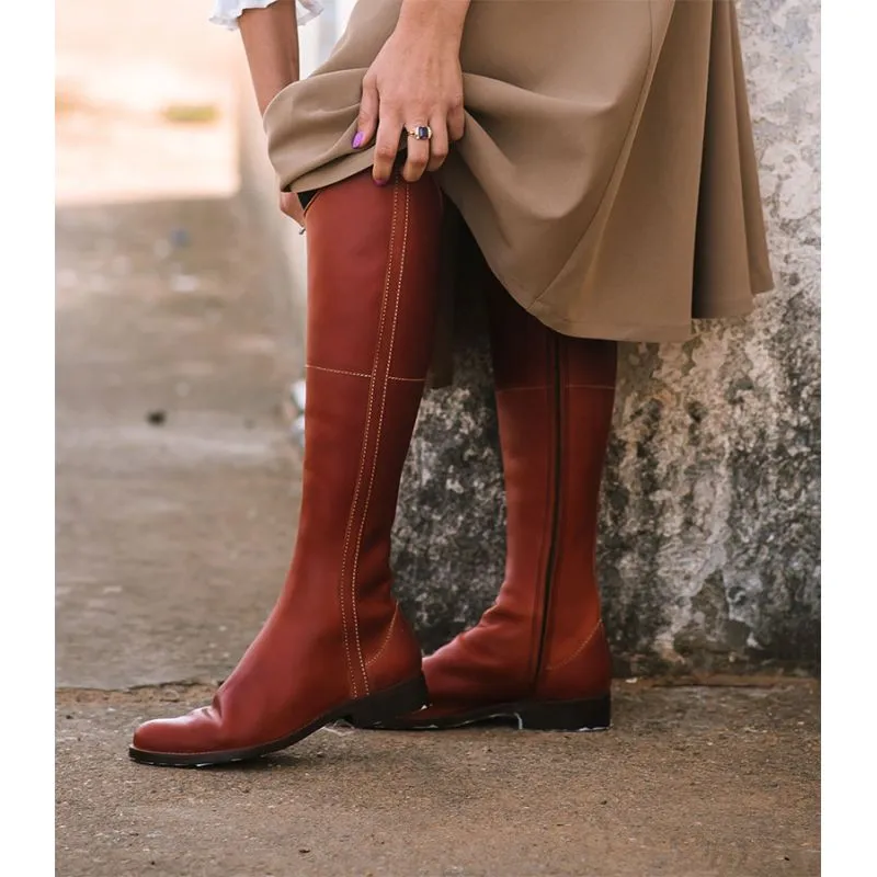 Bota hípica cremallera avellana