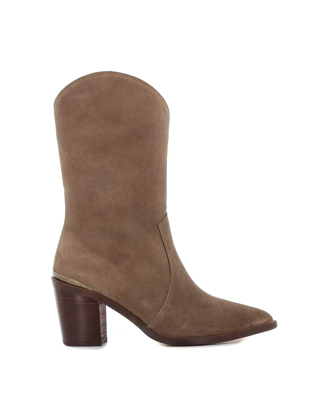 Bota tejana piel camel serraje tacón mujer ALPE