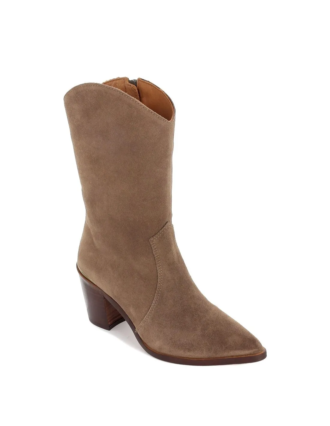 Bota tejana piel camel serraje tacón mujer ALPE