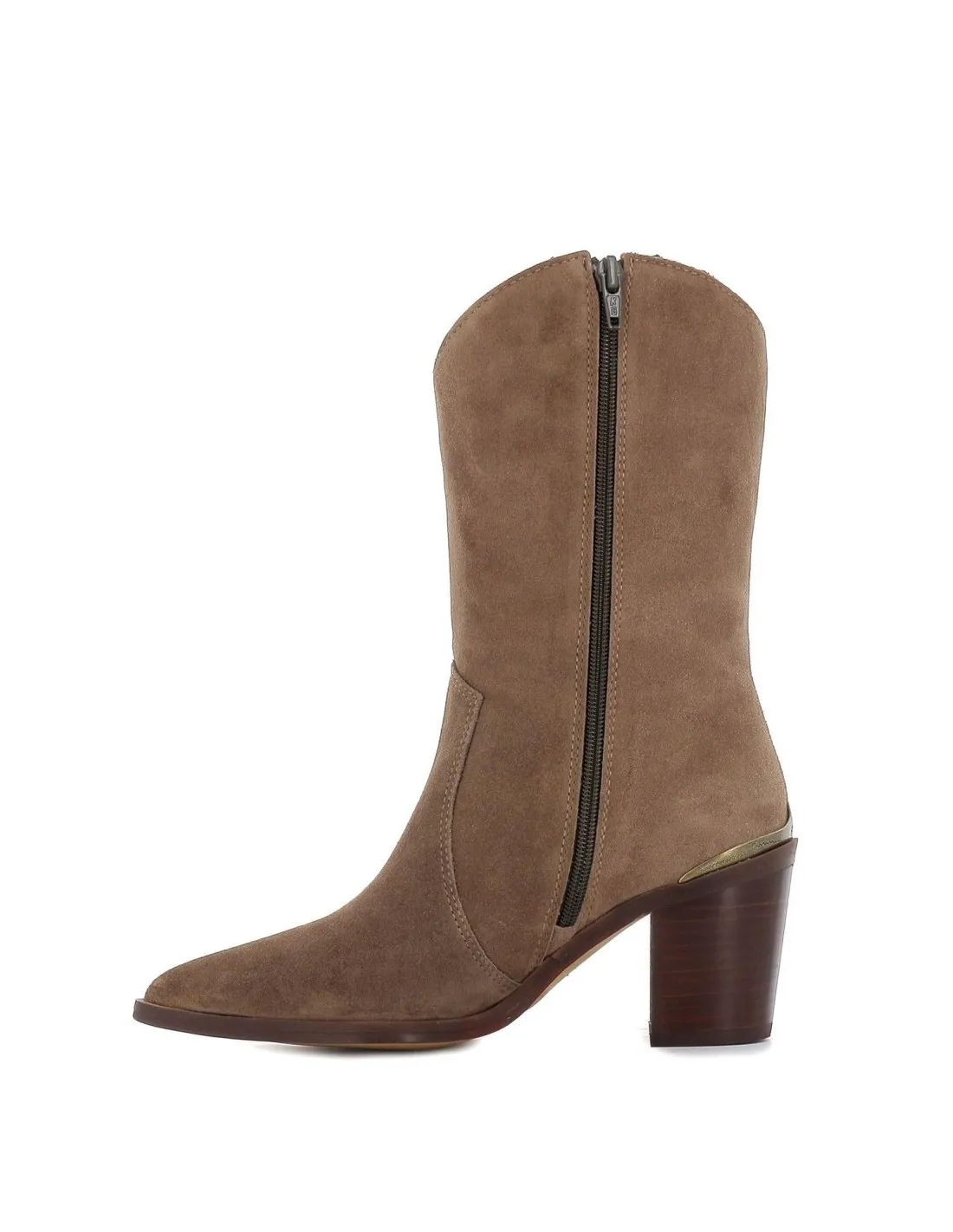 Bota tejana piel camel serraje tacón mujer ALPE