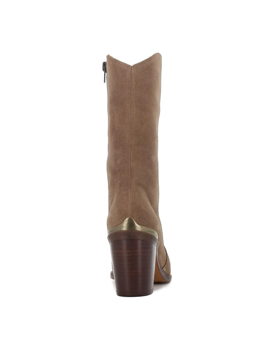 Bota tejana piel camel serraje tacón mujer ALPE