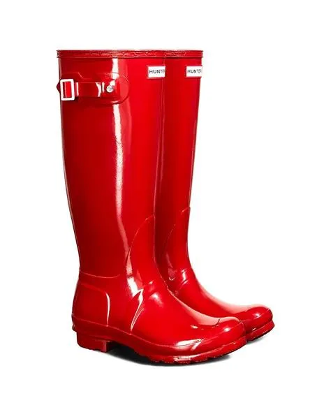 botas hunter original tall gloss rojo