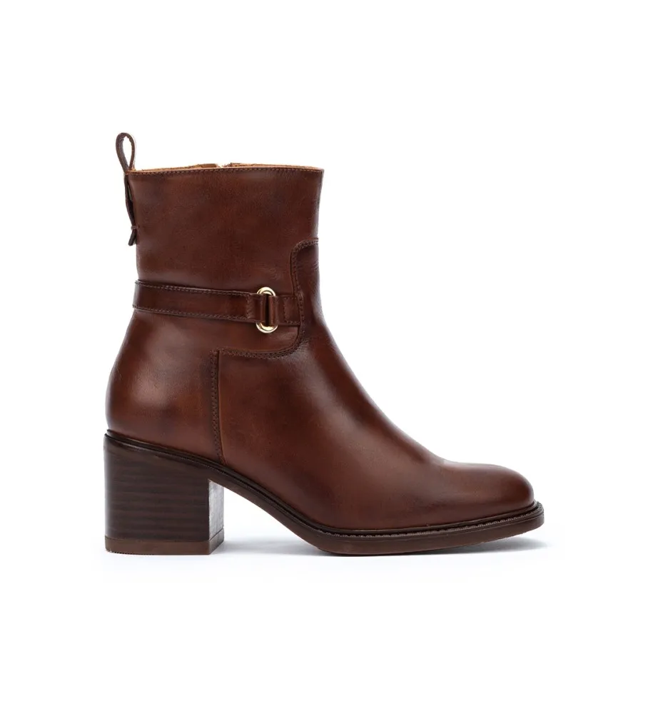 BOTINES DE PIEL HUESCA MARRóN ALTURA TACóN 6,5CM