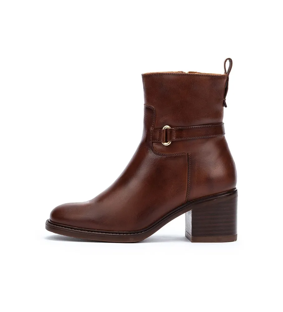 BOTINES DE PIEL HUESCA MARRóN ALTURA TACóN 6,5CM