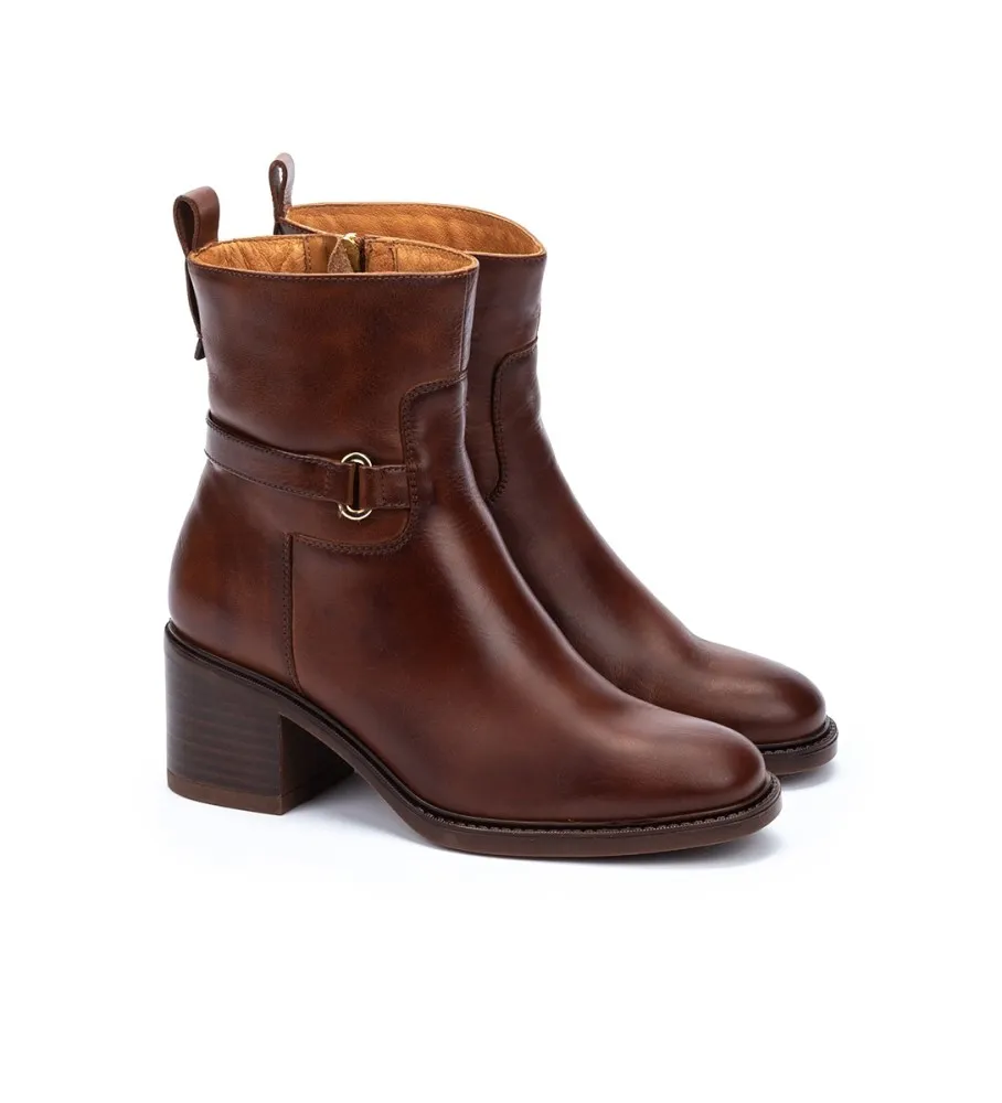 BOTINES DE PIEL HUESCA MARRóN ALTURA TACóN 6,5CM
