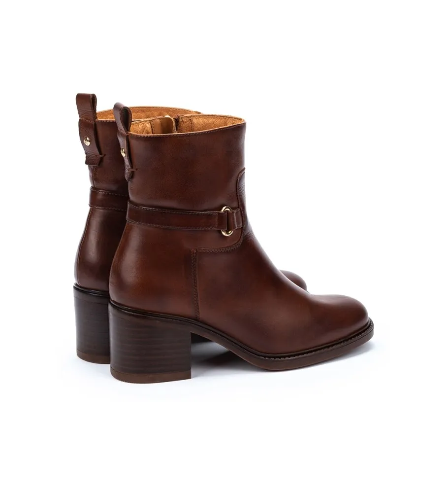BOTINES DE PIEL HUESCA MARRóN ALTURA TACóN 6,5CM