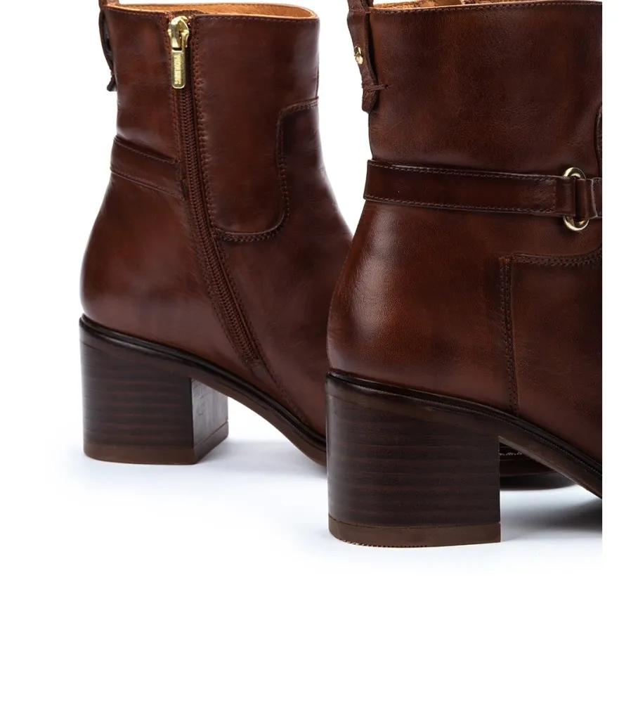 BOTINES DE PIEL HUESCA MARRóN ALTURA TACóN 6,5CM