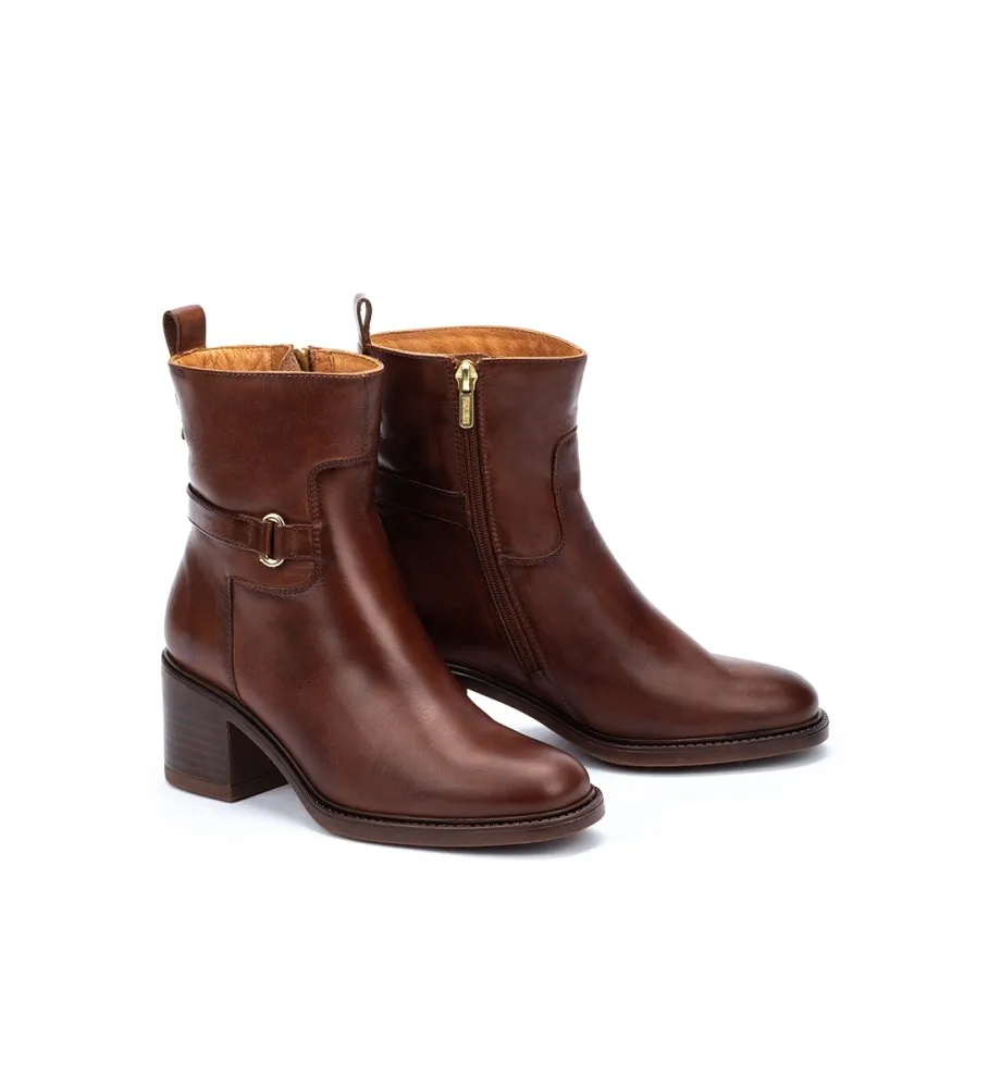 BOTINES DE PIEL HUESCA MARRóN ALTURA TACóN 6,5CM