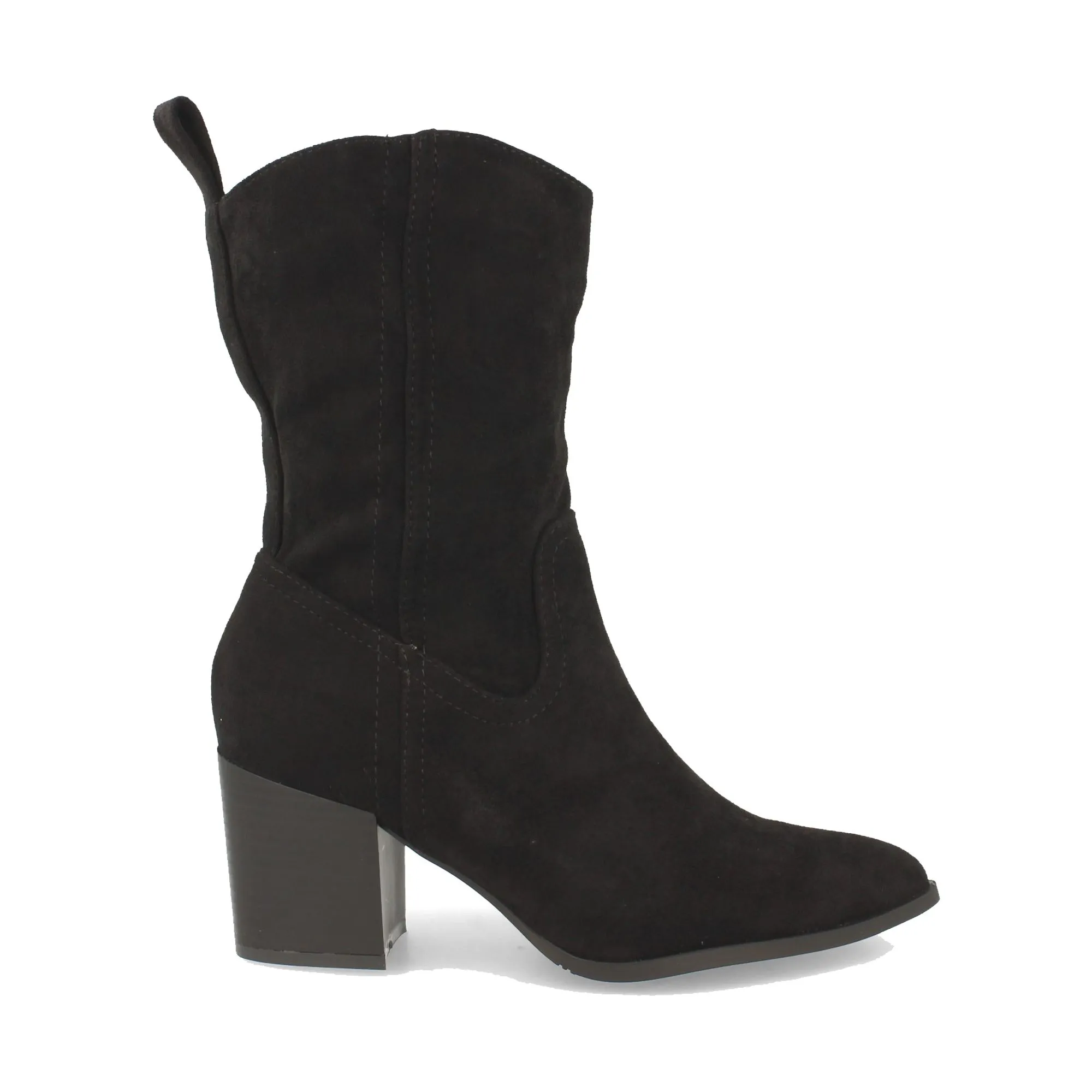 Botines tacón alto cuadrado mujer color negro