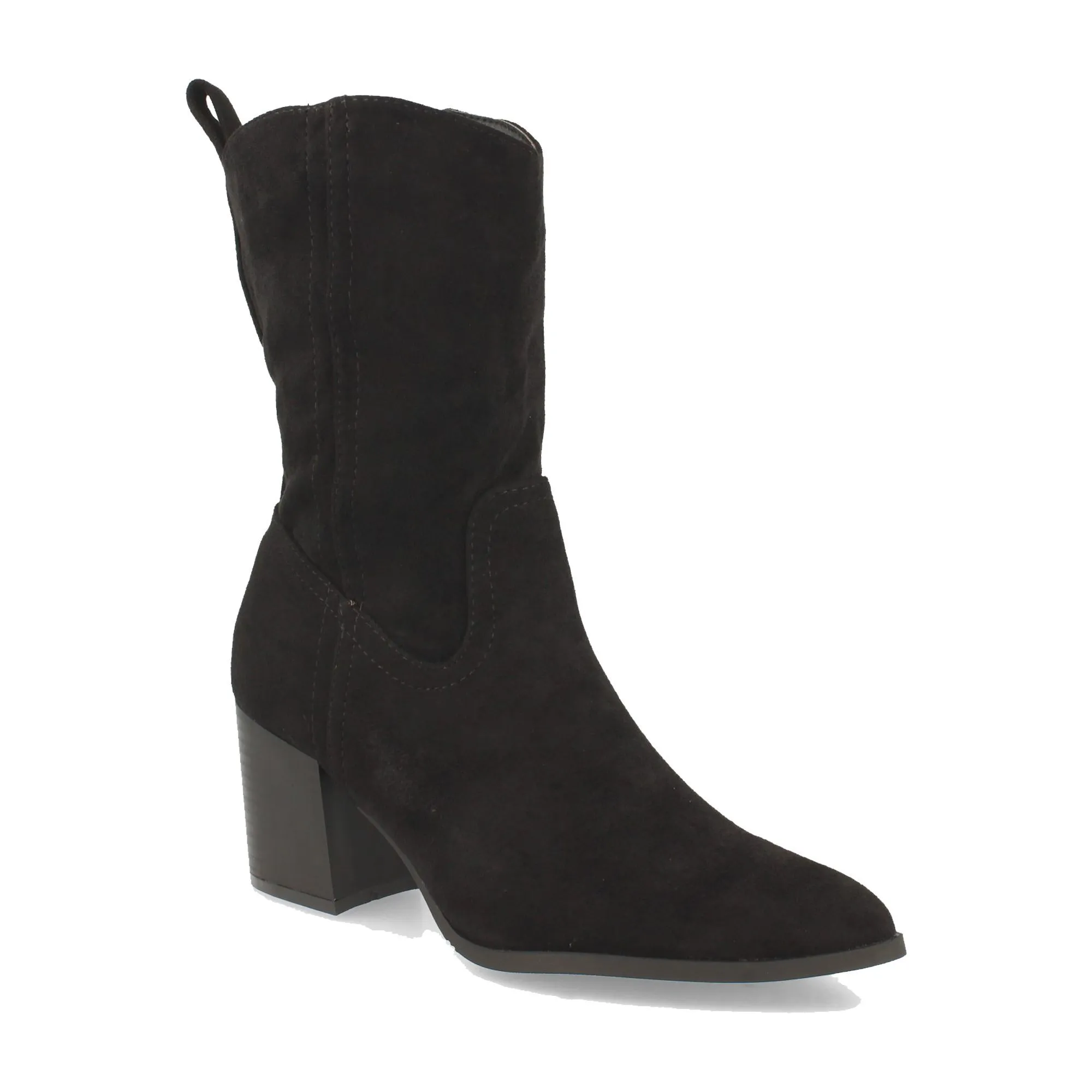 Botines tacón alto cuadrado mujer color negro