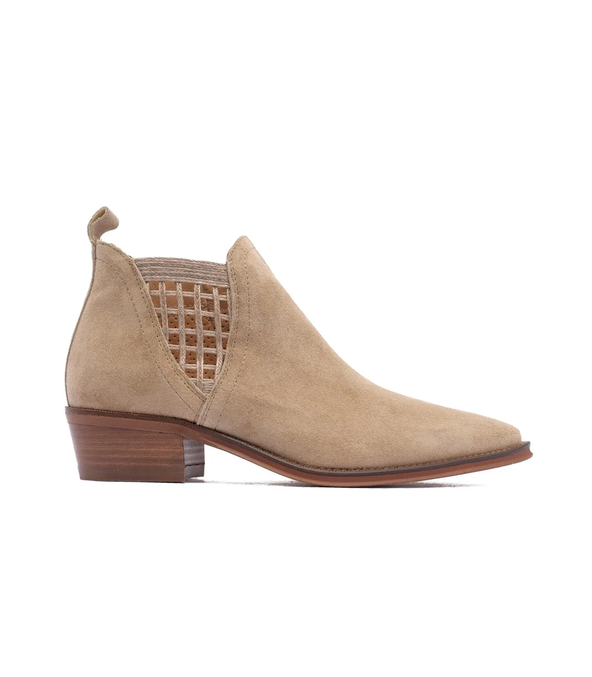 Botín con trenzado lateral en color taupe