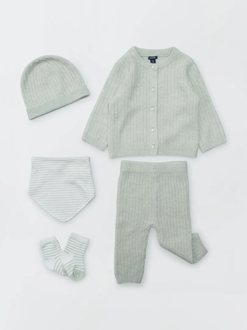 BOX DE NACIMIENTO 'WELCOME BABY' 5 PIEZAS  UNISEX  GRIS