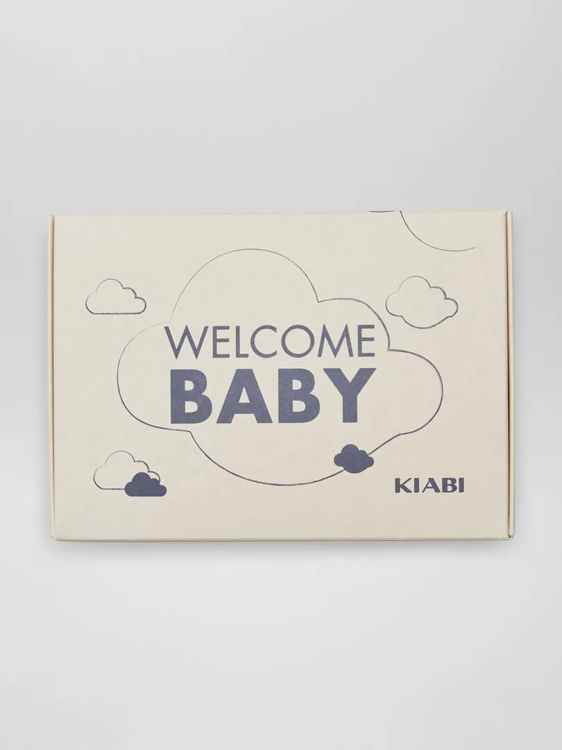 BOX DE NACIMIENTO 'WELCOME BABY' 5 PIEZAS  UNISEX  GRIS