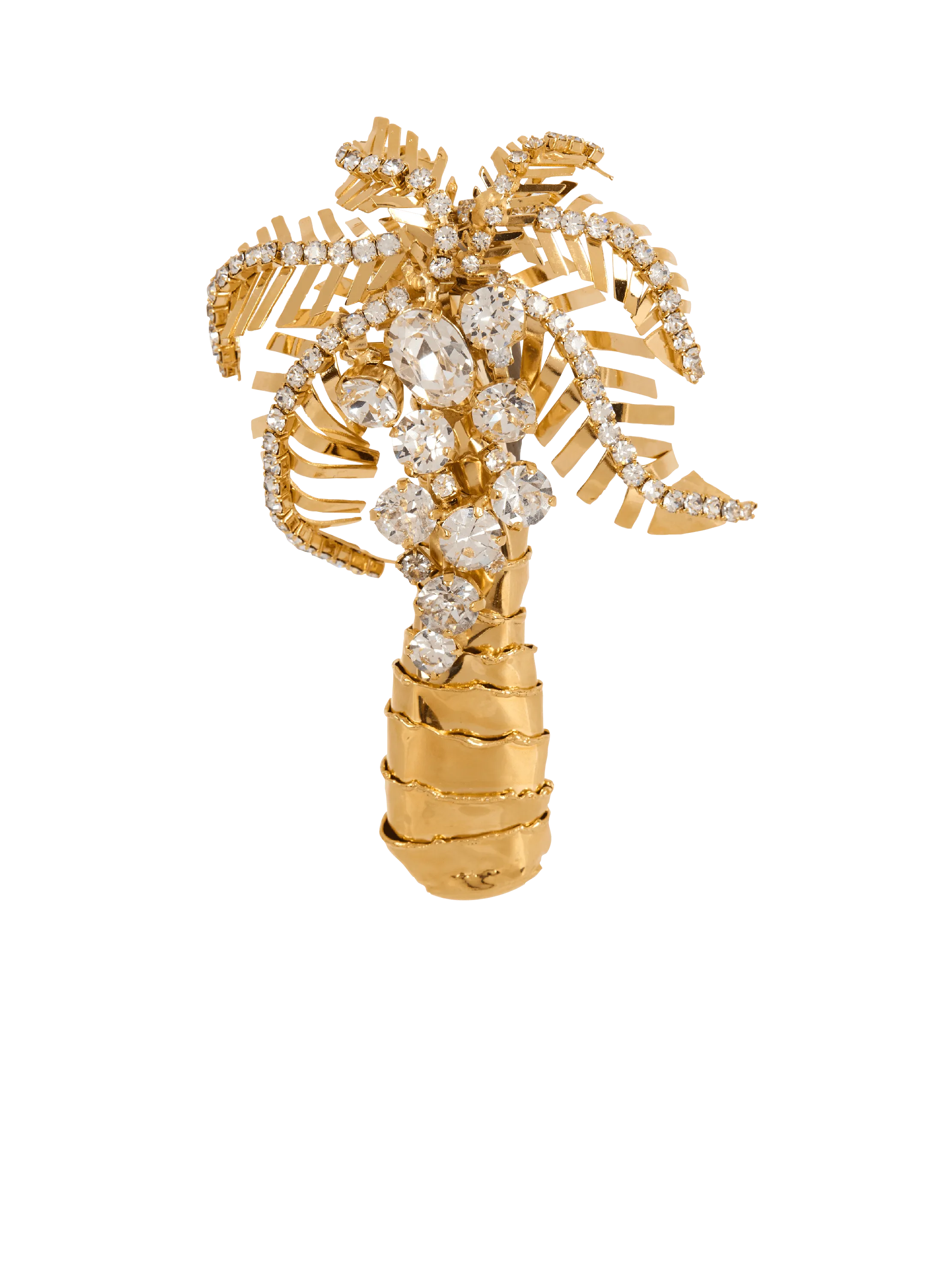 Broche Palmier de latón y cristales