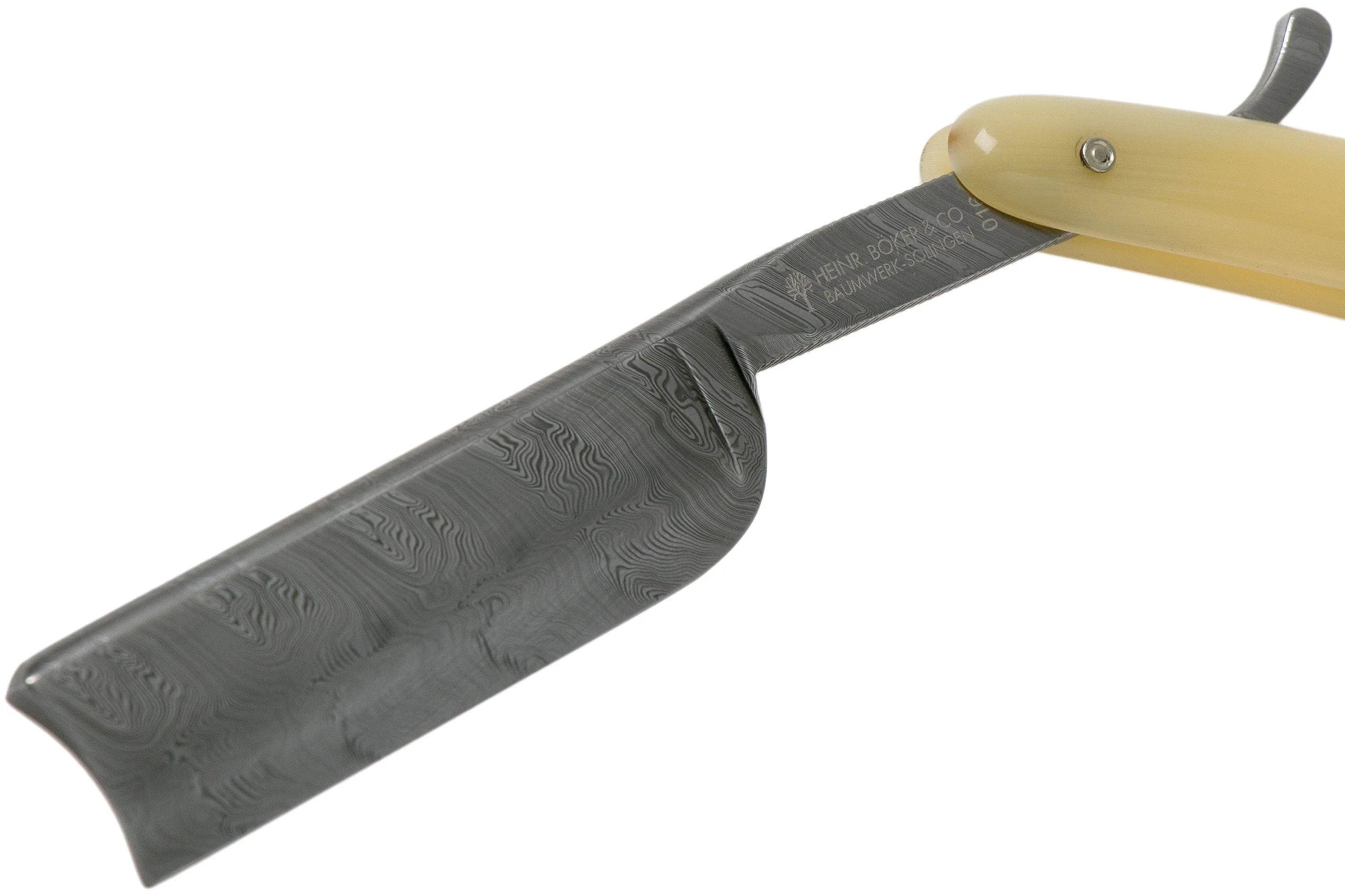 Böker Manufaktur Damascus Horn navaja de afeitar 140623DAM