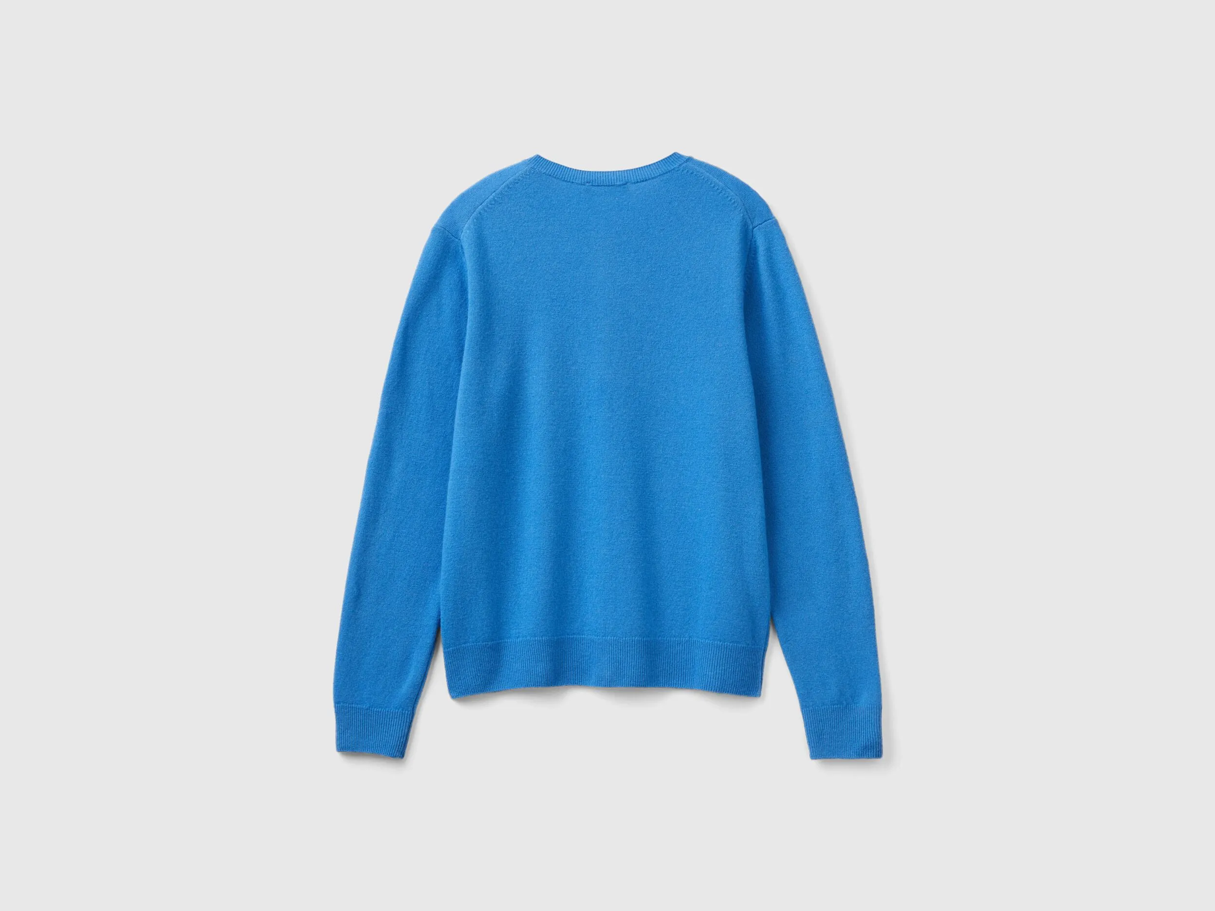 Cárdigan de cuello redondo azul oscuro de pura lana merina