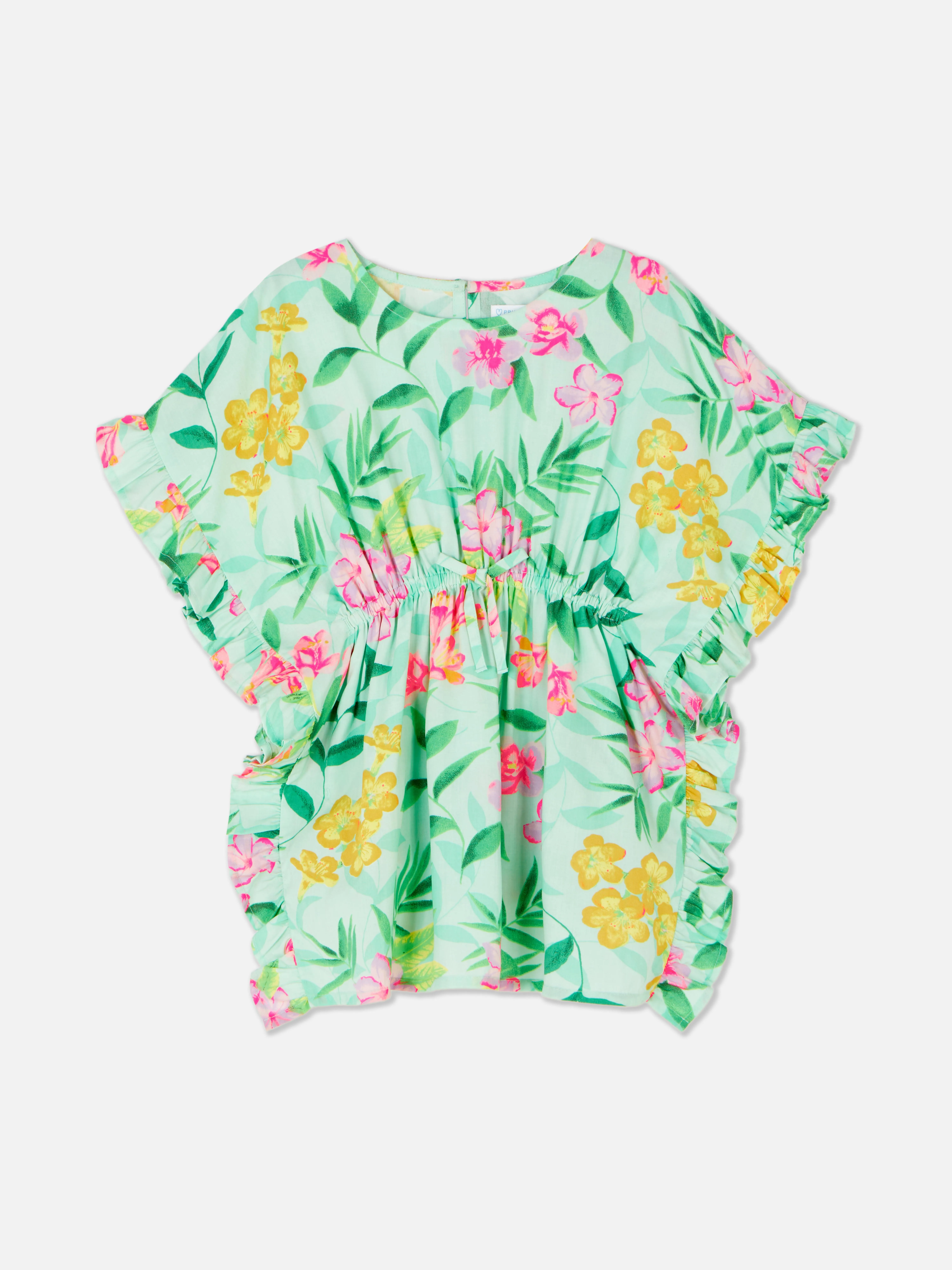 Caftán con estampado tropical