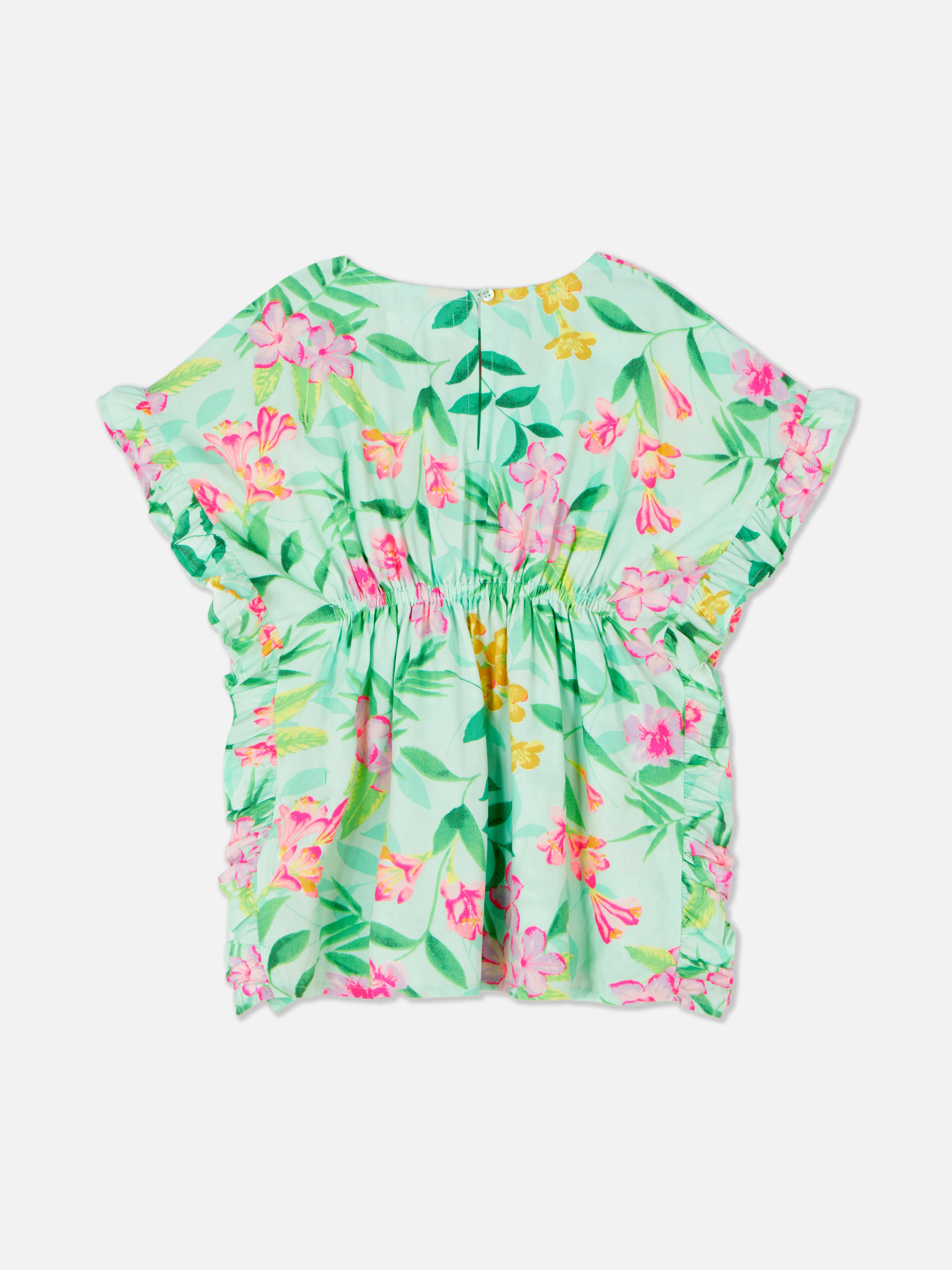 Caftán con estampado tropical