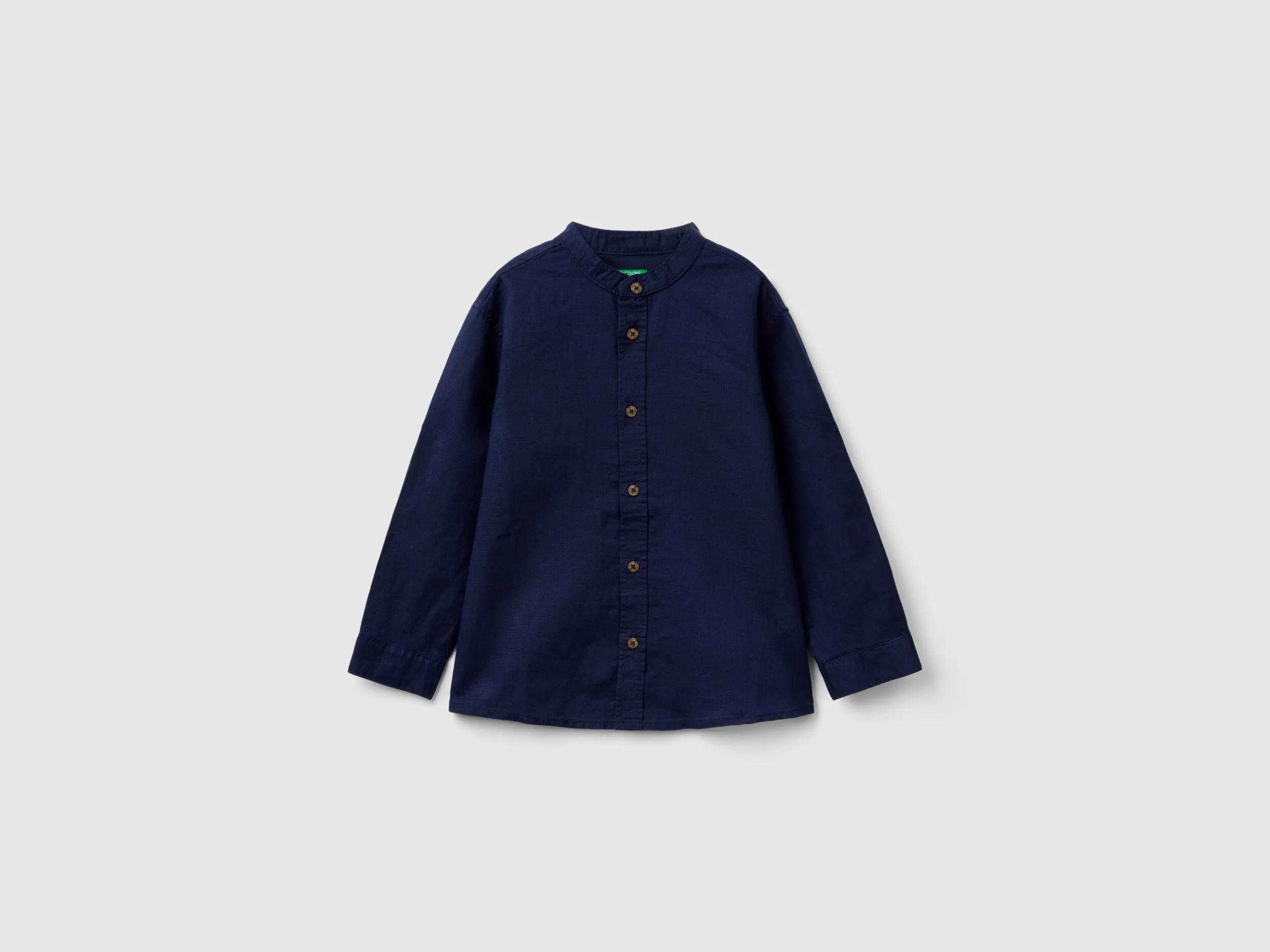 Camisa de lino mixto con cuello mao