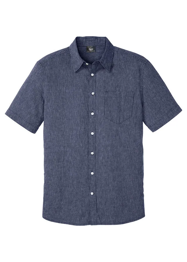 CAMISA DE MANGA CORTA AZULBLANCO DE RAYAS HORIZONTALES