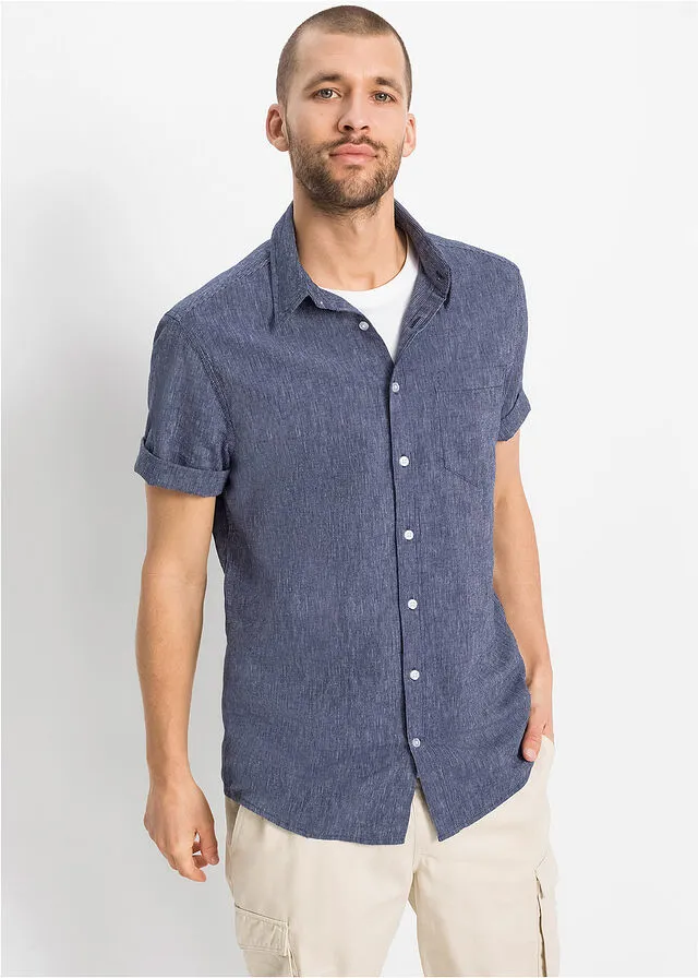 CAMISA DE MANGA CORTA AZULBLANCO DE RAYAS HORIZONTALES