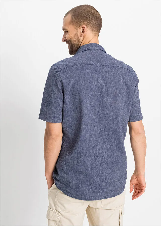 CAMISA DE MANGA CORTA AZULBLANCO DE RAYAS HORIZONTALES