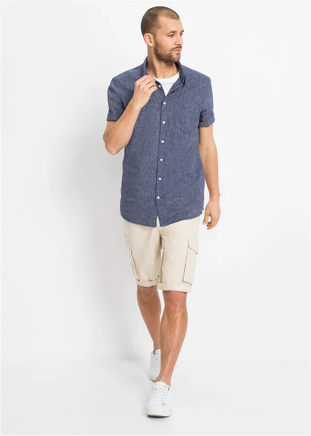 CAMISA DE MANGA CORTA AZULBLANCO DE RAYAS HORIZONTALES