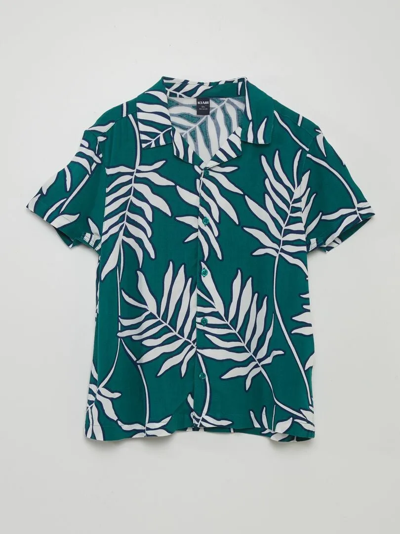 CAMISA ESTAMPADA DE MANGA CORTA  VERDE