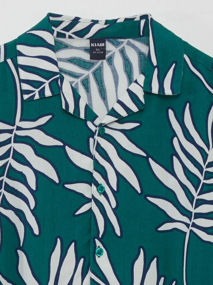 CAMISA ESTAMPADA DE MANGA CORTA  VERDE