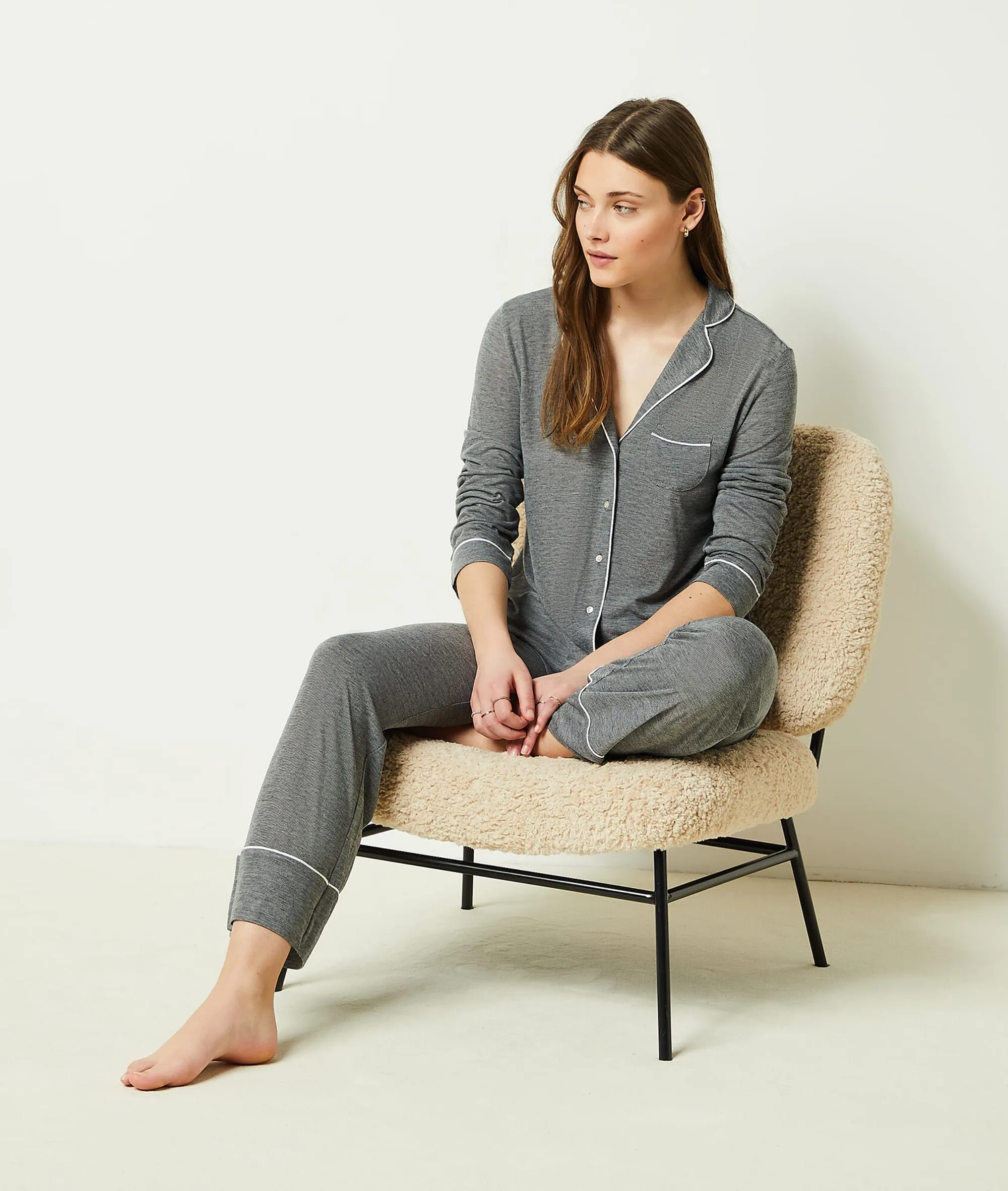 CAMISA PIJAMA LISA WARM DAY GRIS  ETAM