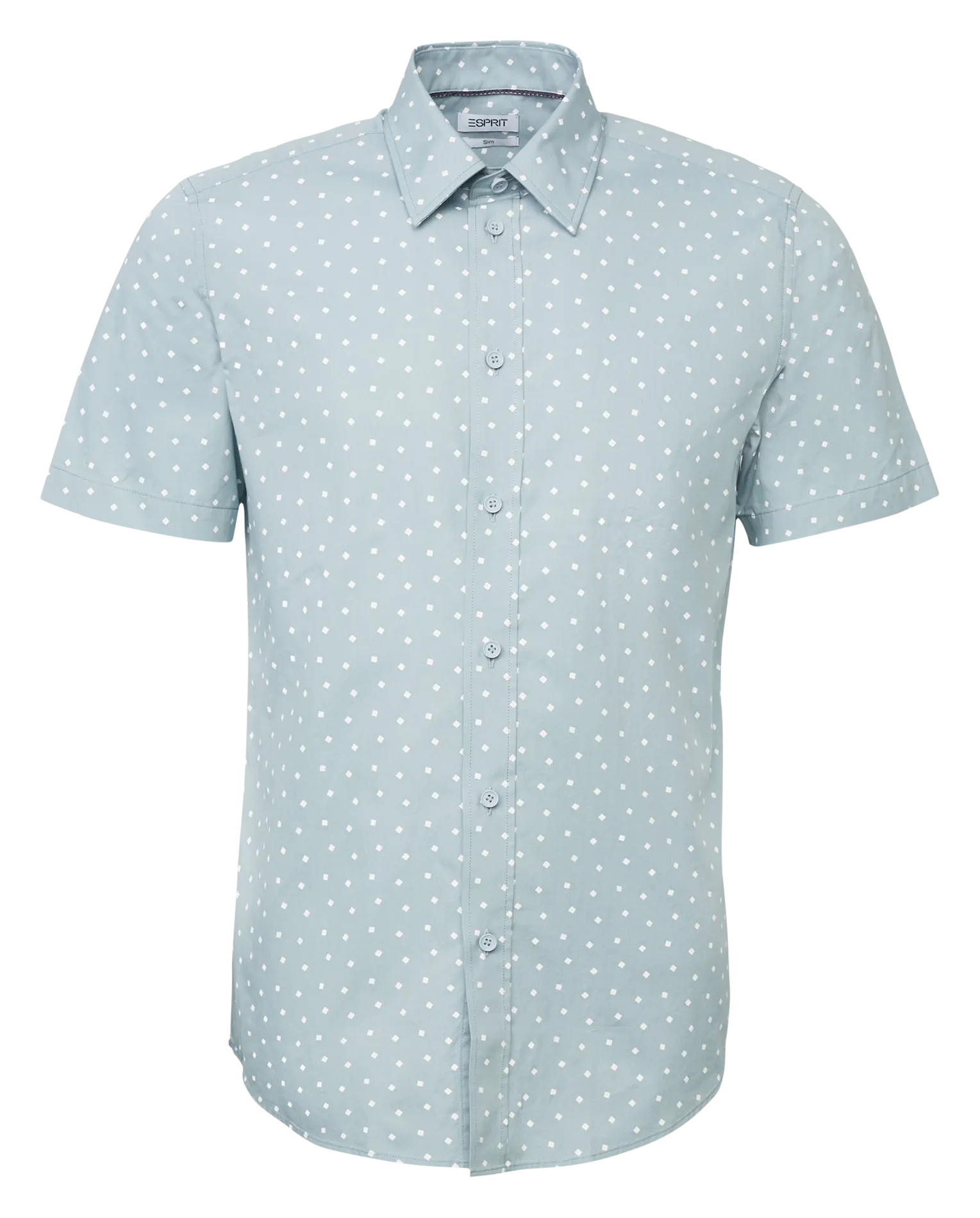 Camisa slim fit de algodón estampada con cuello clásico en azul