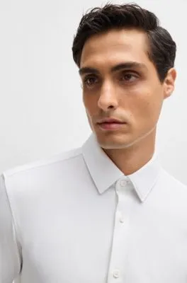 Camisa slim fit de punto en mezcla de algodón elástico técnico