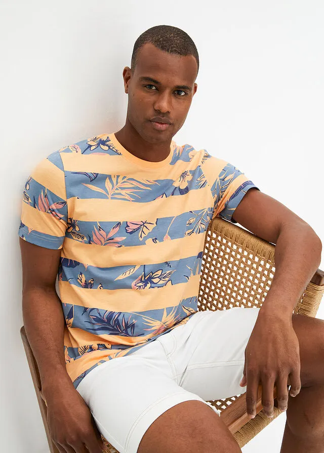 Camiseta Albaricoque con rayas horizontales