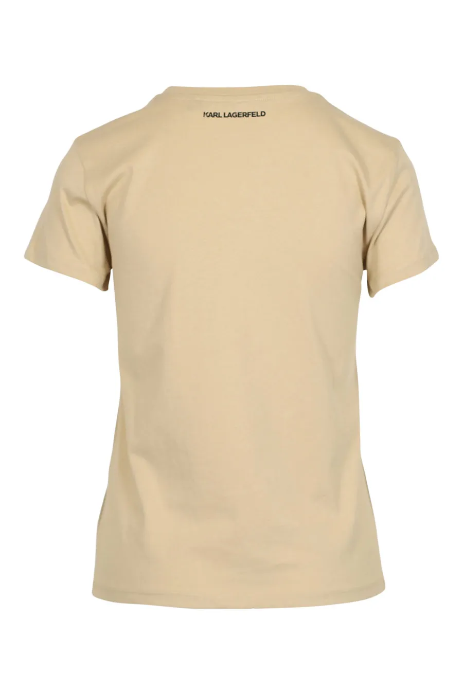 Camiseta camel con mini dibujo en strass