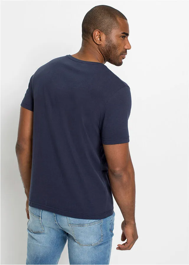 Camiseta con estampado azul marino rayas horizontales