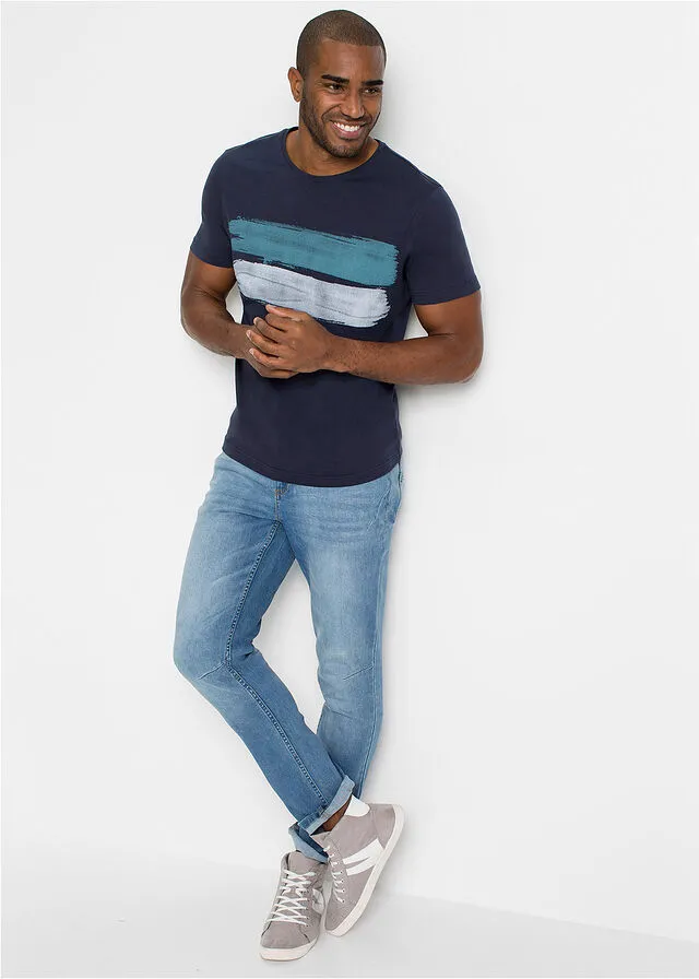 Camiseta con estampado azul marino rayas horizontales