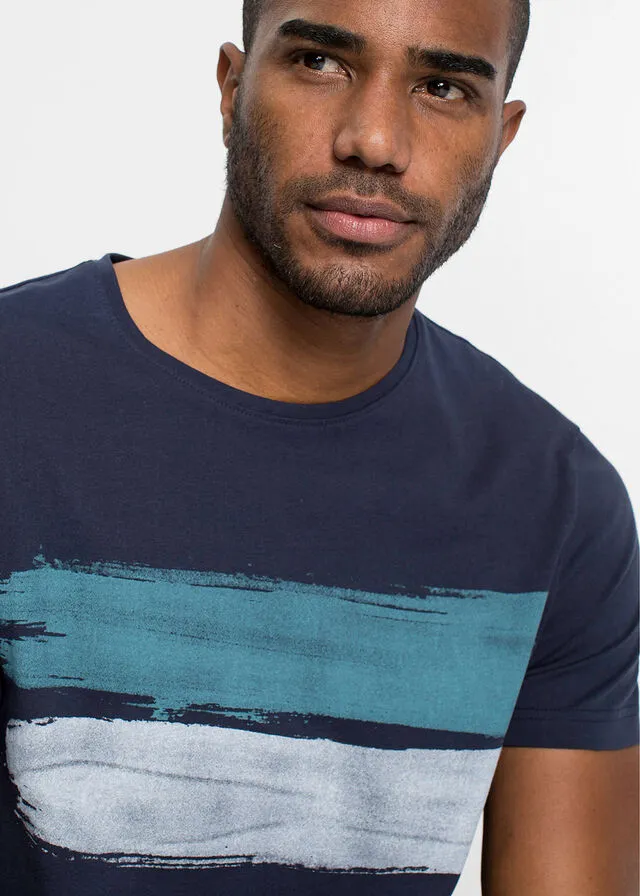 Camiseta con estampado azul marino rayas horizontales