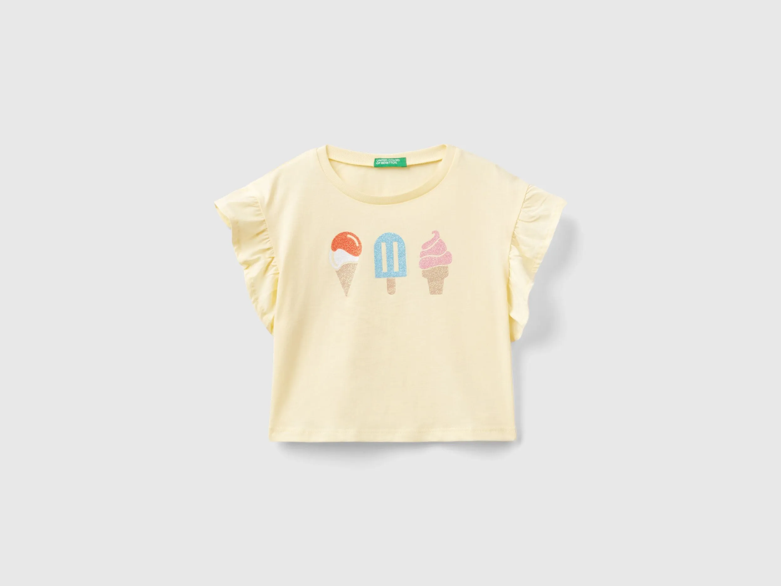 Camiseta con estampado de helados y glitter