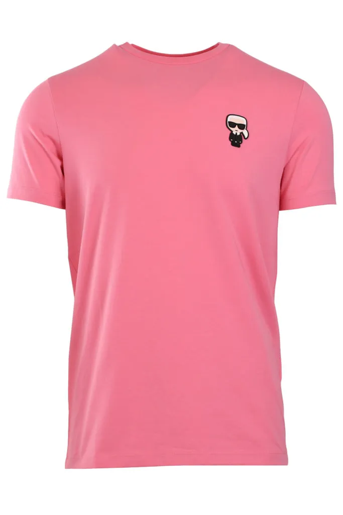 Camiseta de color rosa con logo engomado de Karl