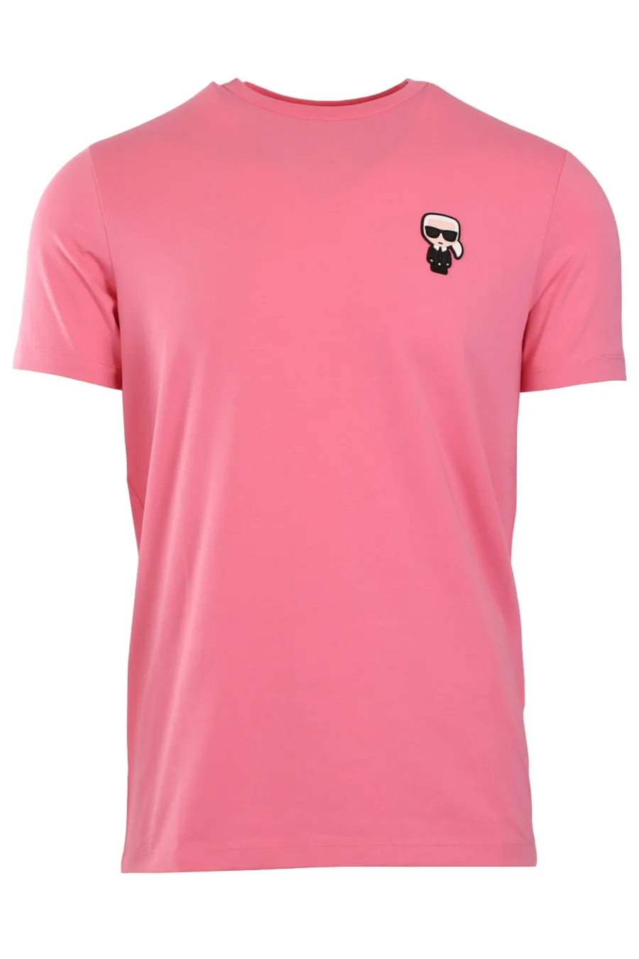 Camiseta de color rosa con logo engomado de Karl