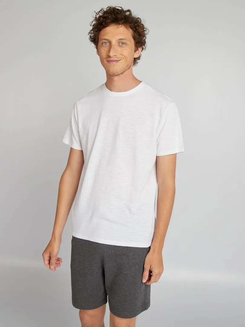 CAMISETA DE JACQUARD CON CUELLO REDONDO  BLANCO