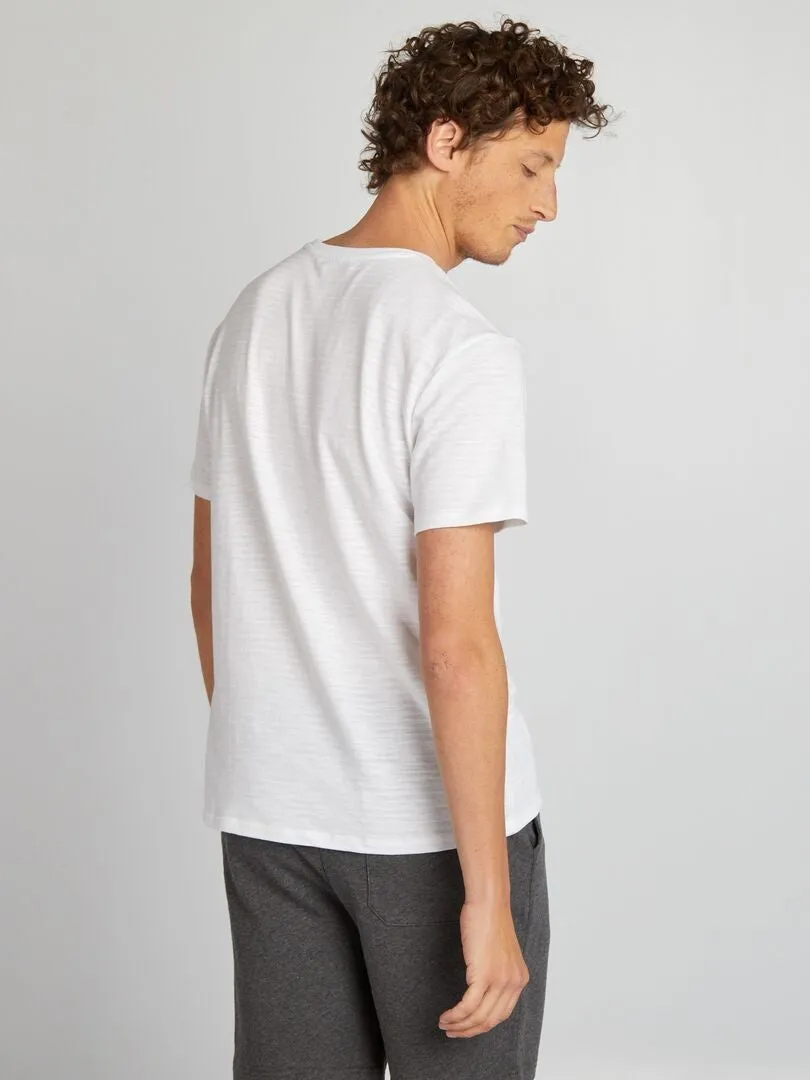 CAMISETA DE JACQUARD CON CUELLO REDONDO  BLANCO