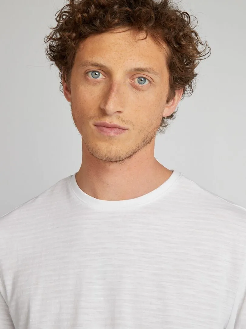 CAMISETA DE JACQUARD CON CUELLO REDONDO  BLANCO