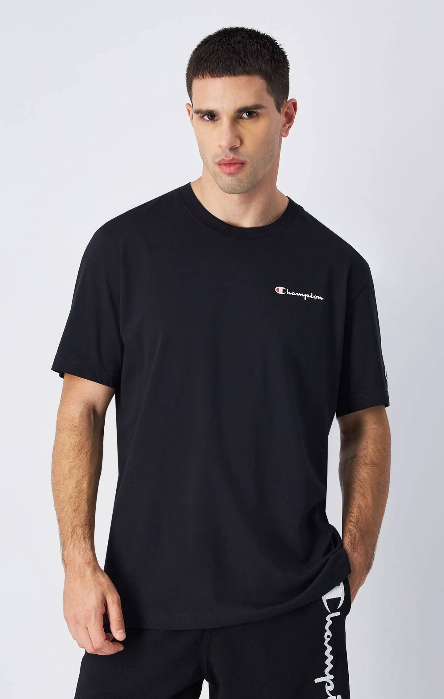Camiseta de punto de algodón con logotipo pequeño