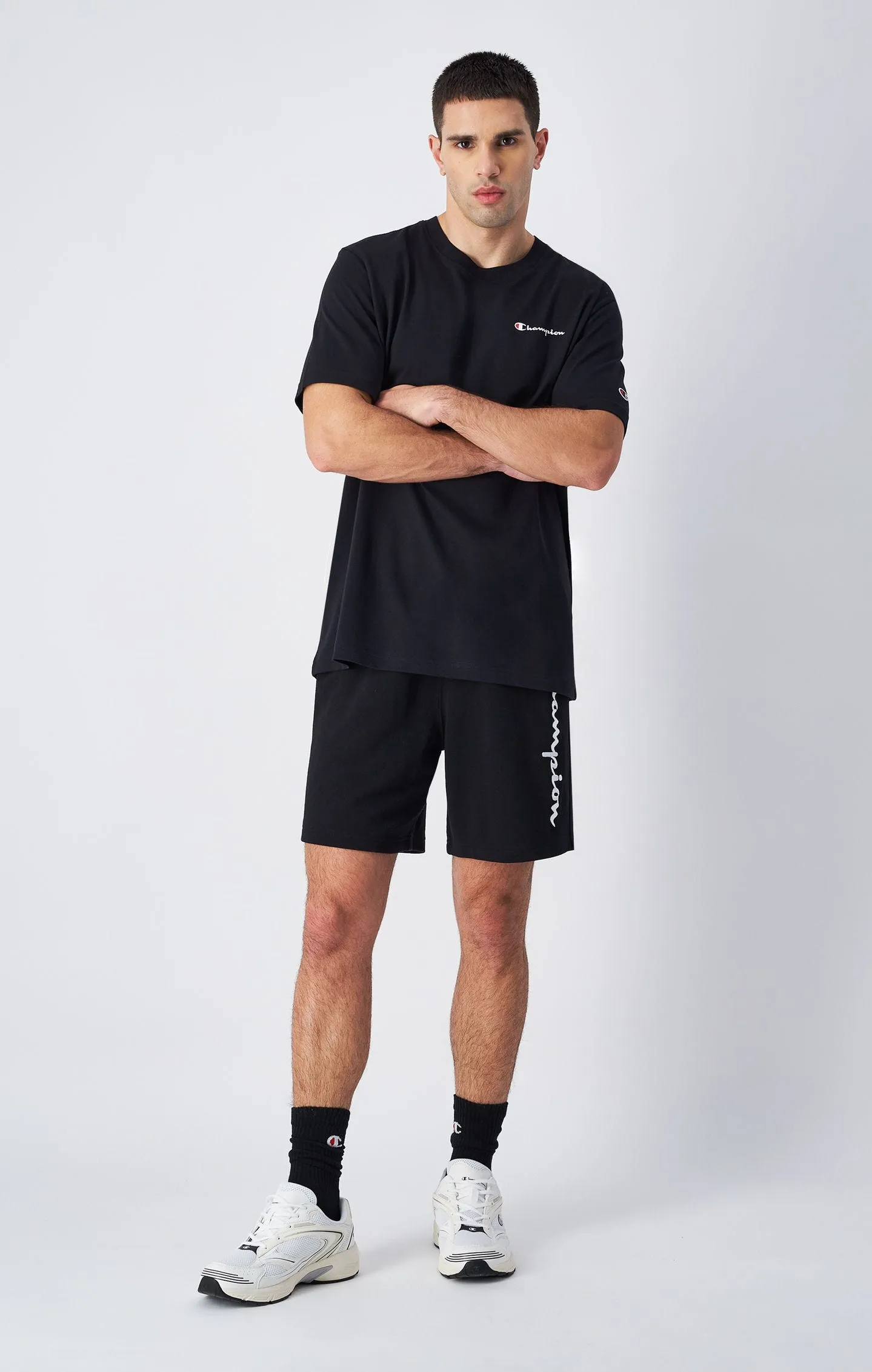 Camiseta de punto de algodón con logotipo pequeño